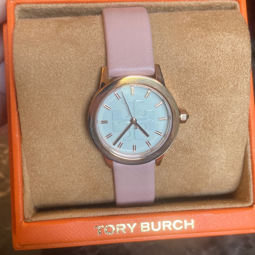 NEW TORY BURCH THE GIGI ROSE GOLD PINK LEATHER WOMEN'S TBW2006 WATCH
